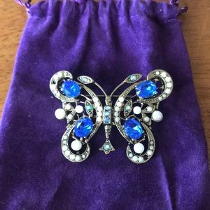 Beautiful Butterfly Gem Stone Pin NWOT
